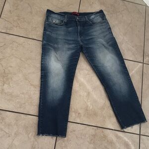 Guess Men's Blue Washed Straight-Leg Jeans